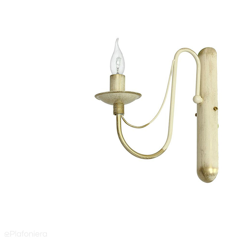 Kremowa lampa ścienna - świecznik, kinkiet 1xE14, Aldex (Róża) 397C9 - ePlafoniera