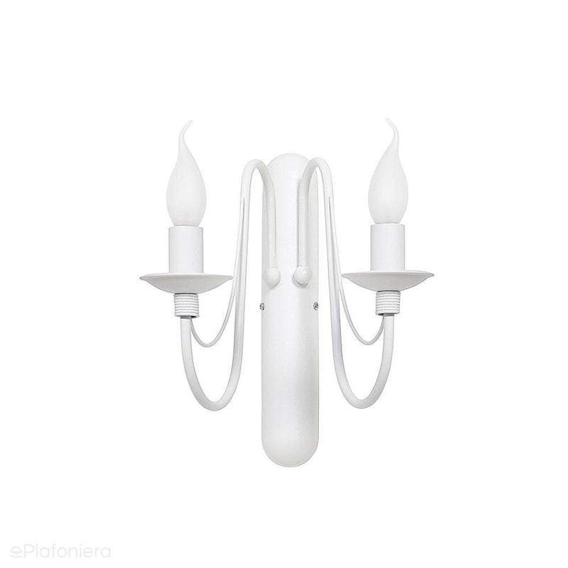 Biała lampa ścienna - świecznik, kinkiet 2xE14, Aldex (Róża) 397D - ePlafoniera