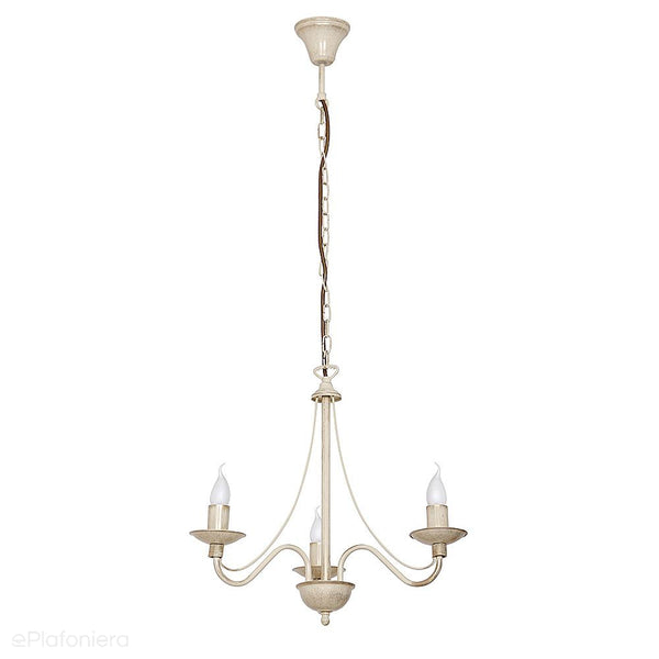 Kremowa lampa wisząca - świecznik, żyrandol 3xE14, Aldex (Róża) 397E9 - ePlafoniera