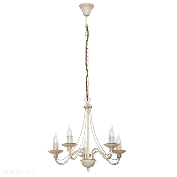 Kremowa lampa wisząca - świecznik, żyrandol 5xE14, Aldex (Róża) 397F9 - ePlafoniera