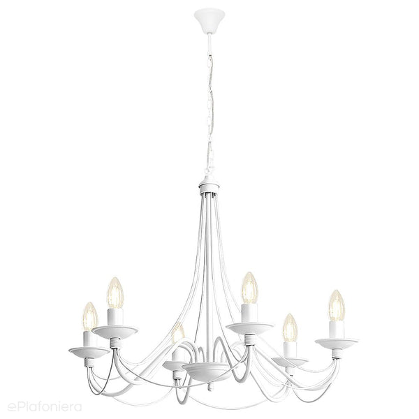 Biała lampa wisząca - świecznik, żyrandol 6xE14, Aldex (Róża) 397K - ePlafoniera