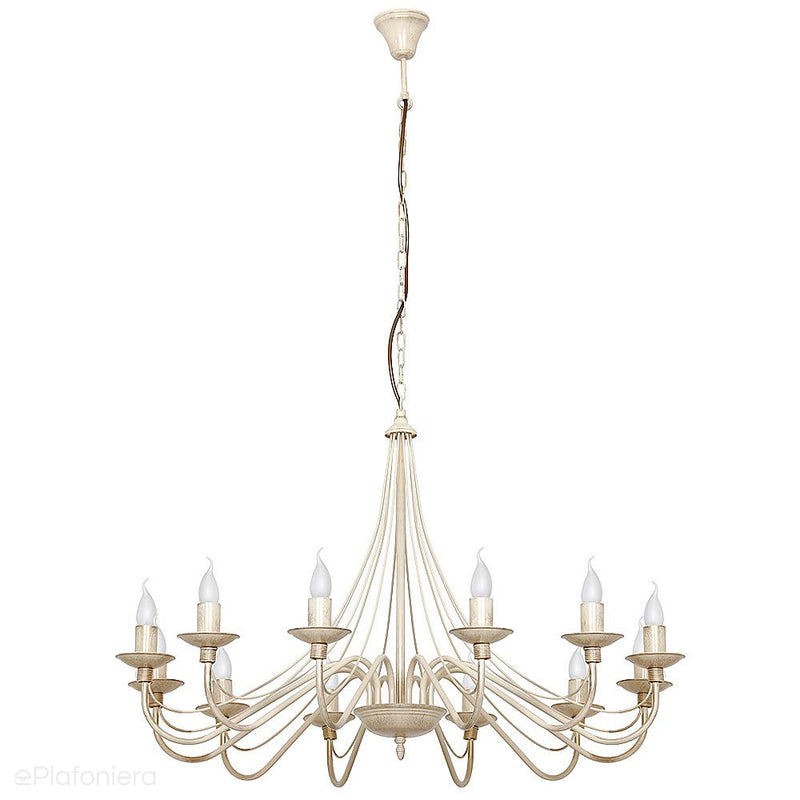 Kremowa lampa wisząca - świecznik, żyrandol 12xE14, Aldex (Róża) 397R9 - ePlafoniera