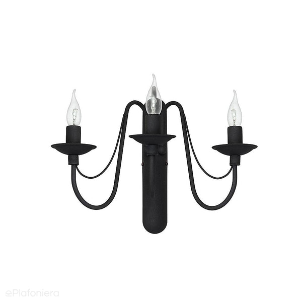 Czarna lampa ścienna - świecznik, kinkiet 3xE14, Aldex (Róża) 397Y1 - ePlafoniera