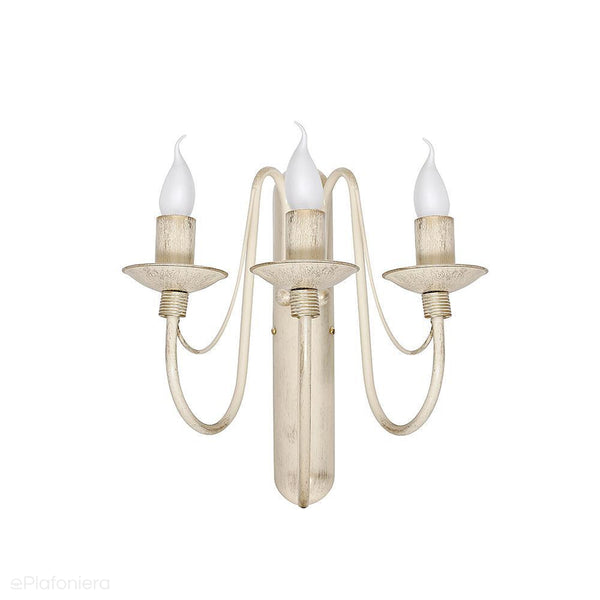 Kremowa lampa ścienna - świecznik, kinkiet 3xE14, Aldex (Róża) 397Y9 - ePlafoniera