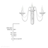 Biała lampa ścienna - świecznik, kinkiet 3xE14, Aldex (Róża) 397Y - ePlafoniera