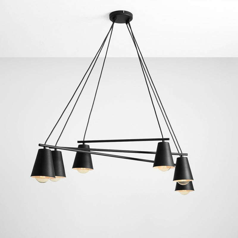 Czarna lampa sufitowa - industrialna - loftowa, żyrandol poziomy 6xE27, Aldex (Arte) 1008K1