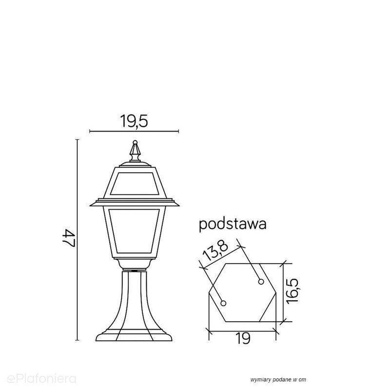 Czarna latarnia - Witraż, stojąca lampa 47cm zewnętrzna ogrodowa (1x E27) SU-MA