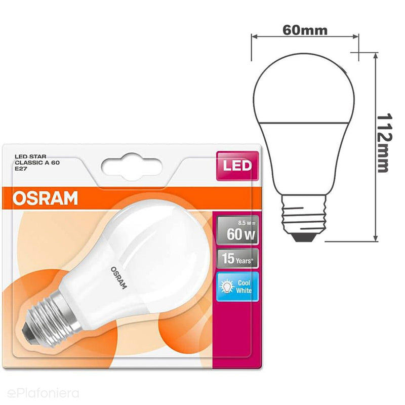 Żarówka LED E27 mleczna (A60, 13W/10W/8,5W) (1521lm/1080lm/806lm, 6500K/4000K/2700K) Osram/OSRLED0068