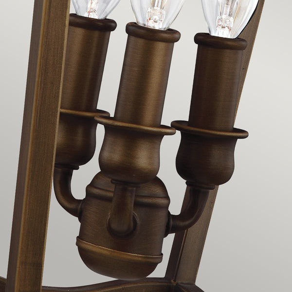Lampa wisząca lampion (stary brąz) świecznik 22x22cm, do salonu kuchni sypialni (3xE14) Feiss (Yarmouth)