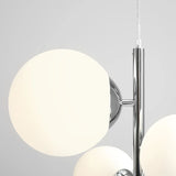 Lampa wisząca pionowy żyrandol, zawiesie chrom, 4 mleczne kule (2xE14/2xE27) Aldex (Bloom) 1091L4
