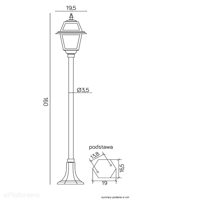 Czarna latarnia - Witraż, stojąca lampa 80/110/160cm zewnętrzna ogrodowa (1x E27) SU-MA