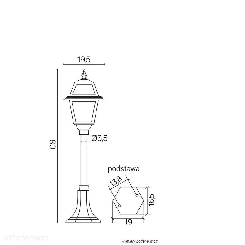 Czarna latarnia - Witraż, stojąca lampa 80/110/160cm zewnętrzna ogrodowa (1x E27) SU-MA