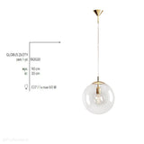 Szklana lampa wisząca, pojedyncza przezroczysta kula 1xE27 (złote zawiesie) Aldex (Globus) 562G10 - ePlafoniera