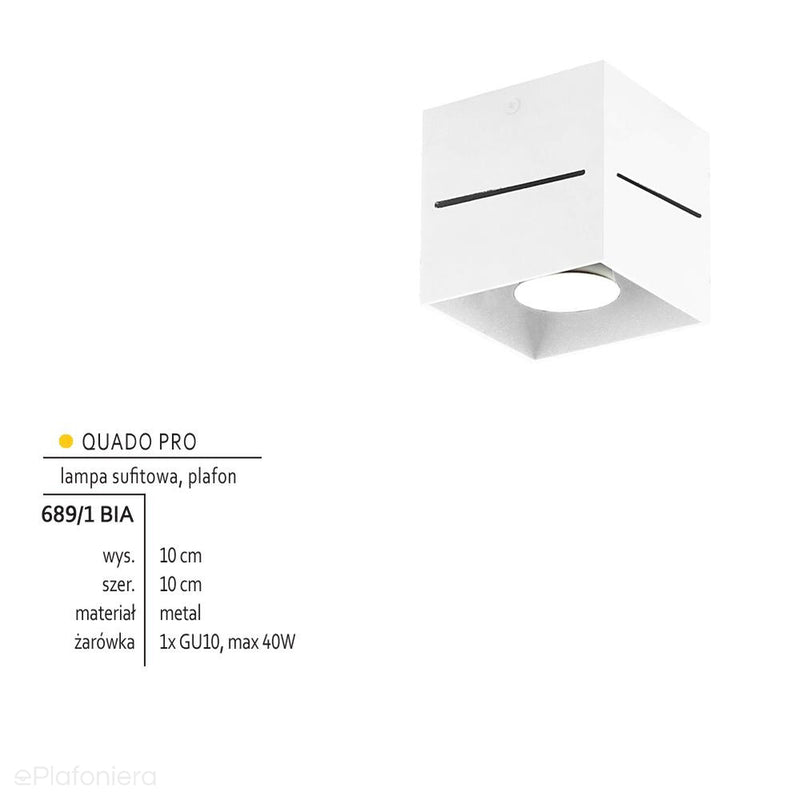 Plafon kubik - biała lampa sufitowa do salonu, kuchni (1x GU10) Lampex (Quado Pro) 689/1 BIA