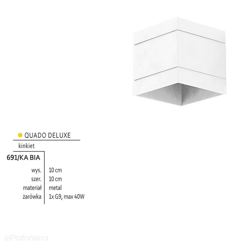 Biała lampa ścienna - kinkiet kubik, do salonu, kuchni (1x G9) Lampex (Quado Deluxe) 691/KA BIA