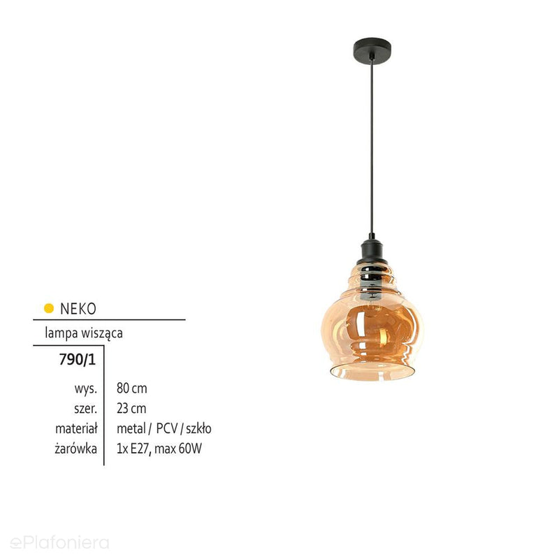 Wiszący miodowy klosz (1x E27) lampa do salonu kuchni sypialni, Lampex (Neko) 790/1