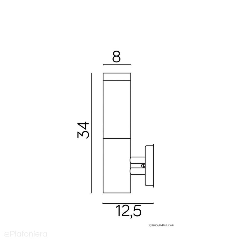 Kwadratowy słupek kinkiet - lampa stojąca ogrodowa zewnętrzna (czarna/stalowa) (1x E27) SU-MA (Inox)