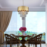 Piękny kryształowy żyrandol do salonu (40cm, złoty) Lucea  80321-01-P06-GD SESTINO