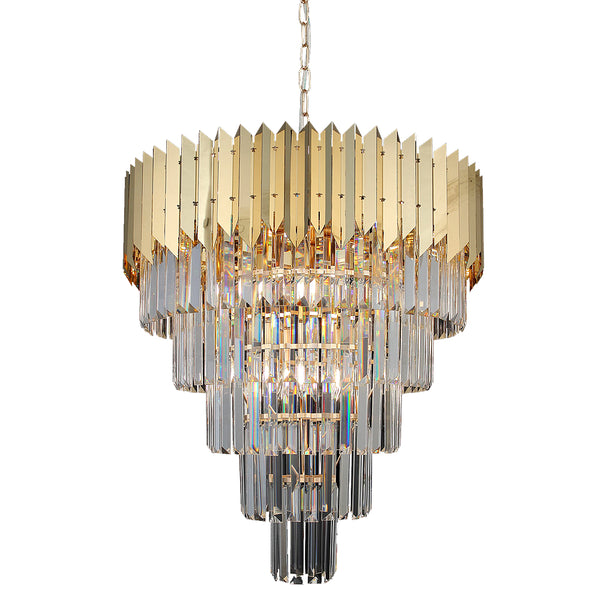 Piękny kryształowy żyrandol do salonu (60cm, złoty) Lucea 80321-03-P12-GD SESTINO