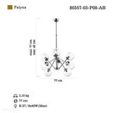 Metalowa lampa modna - wisząca (8 kloszy) do salonu, Lucea 80357-03-P08-AB RONNA