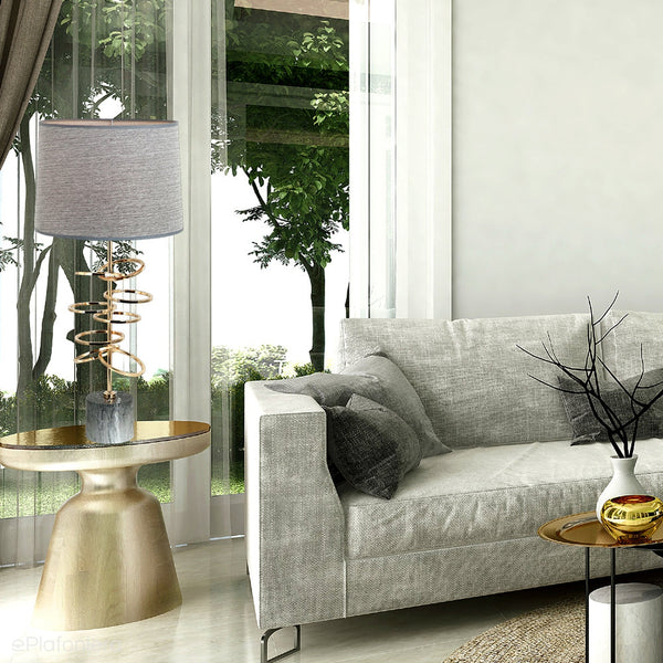 Marmurowa lampa stojąca glamour do salonu / sypialni - Lucea 80367-02-TB1-GW TUNA (złota, 65cm)