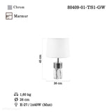 Lampa nocna stojąca do salonu sypialni (45cm, chrom - marmur) Lucea 80409-01-TS1-GW TAVIS