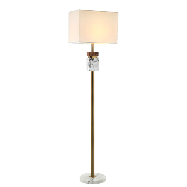 Lampa podłogowa do salonu (166cm, złoto, marmur, drewno) Lucea 80413-03-F01-SW, ETEN