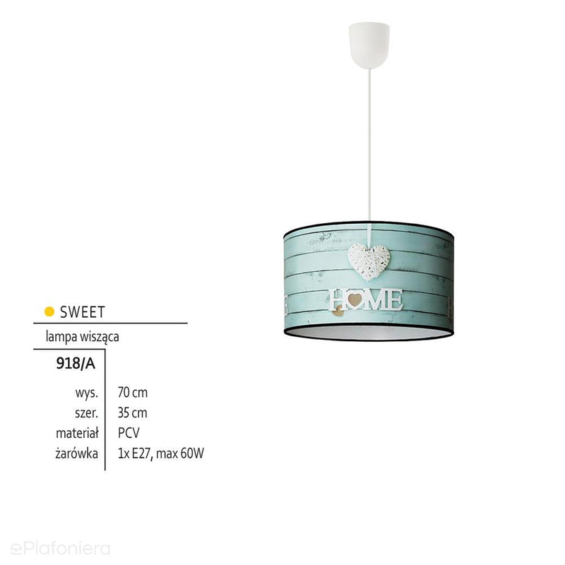 Abażur PCV 35cm - home, lampa wisząca do pokoju dziecka (1x E27) Lampex (Sweet) 918/A