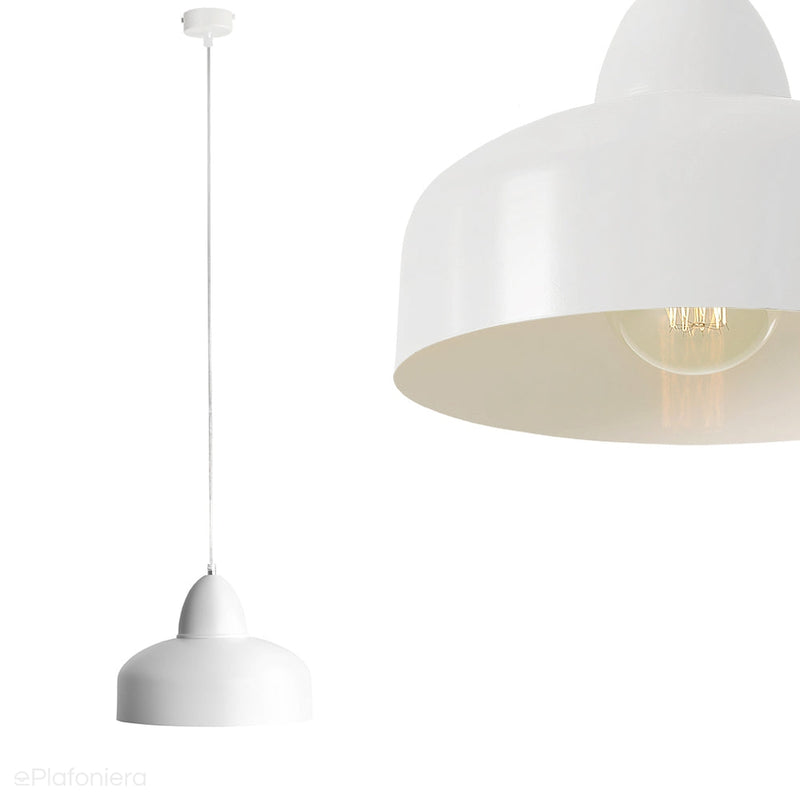 Nowoczesna lampa wisząca nad stół, biała metalowa, Como White (Aldex)