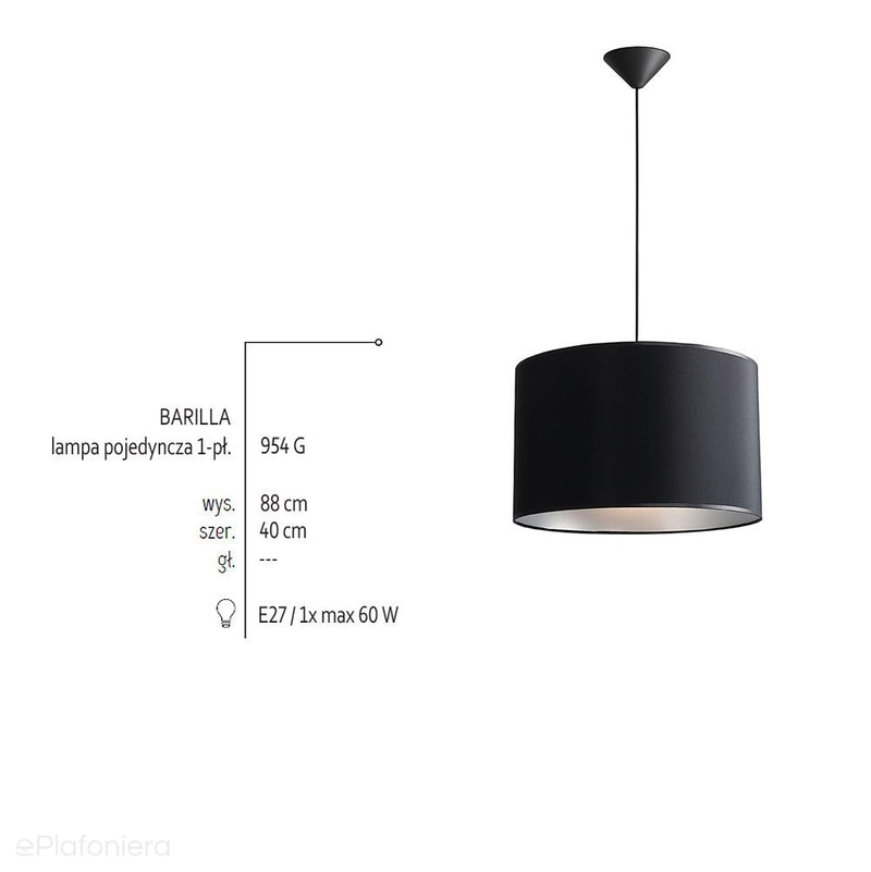 Lampa wisząca - abażur 40cm (czarno - srebrna) 1xE27, Aldex (Barilla) 954G - ePlafoniera