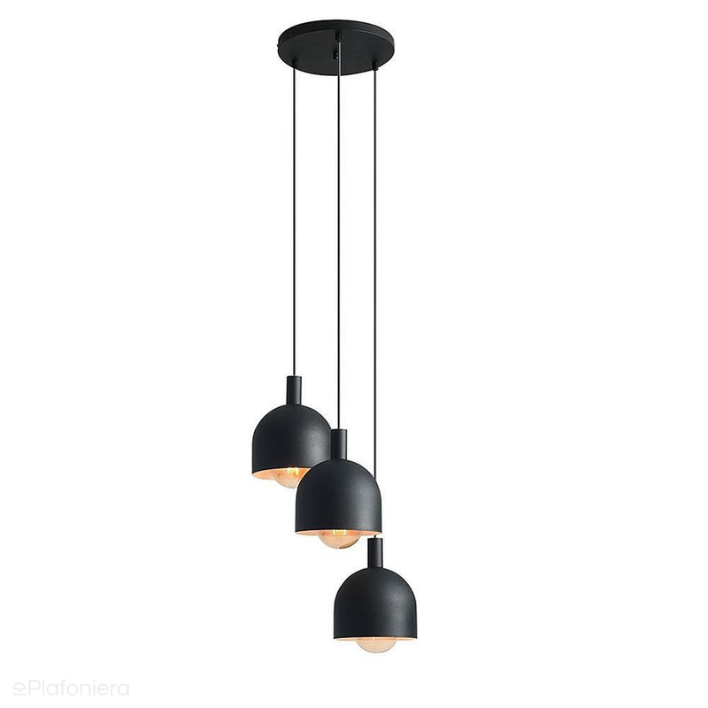 Czarna lampa wisząca industrialna, vintage do salonu (żyrandol na kole 3xE27) Aldex (beryl) 976E1/R - ePlafoniera