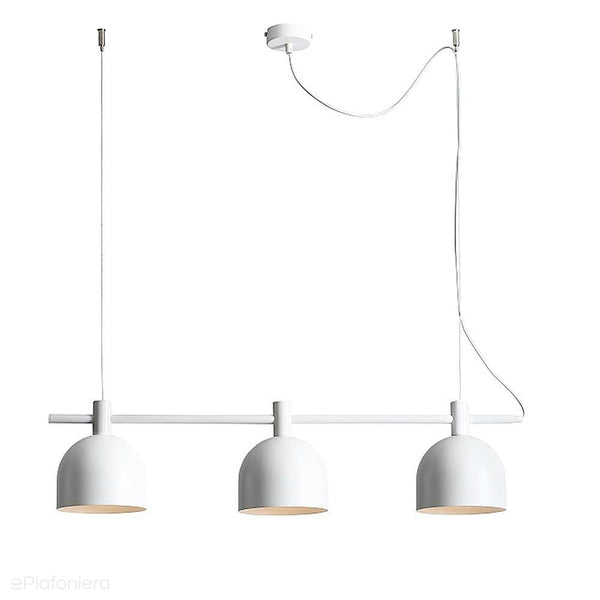 Biała lampa wisząca industrialna, vintage do salonu (żyrandol na listwie 3xE27) Aldex (beryl) 976E - ePlafoniera
