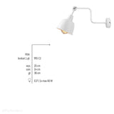 Biała regulowana lampa ścienna - kinkiet, 1xE27, Aldex (Frik) 991C2 - ePlafoniera