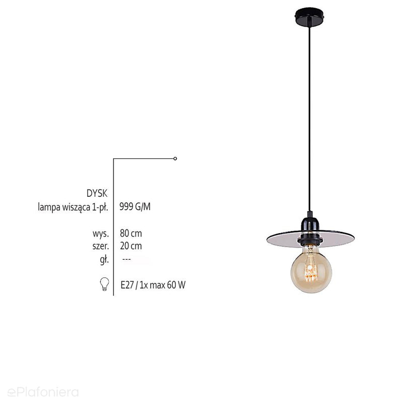 Lampa wisząca pojedyncza (20cm) 1xE27, Aldex (dysk) 999G/M - ePlafoniera
