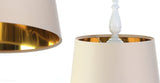 Satynowy rustykalny abażur -kremowa lampa wisząca (biały metal) Magnolia, ręcznie robiona