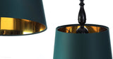 Satynowy rustykalny abażur -zielona lampa wisząca (czarny metal) Gardenia, ręcznie robiona