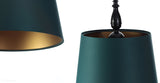 Satynowy rustykalny abażur -zielona lampa wisząca (czarny metal) Gardenia, ręcznie robiona