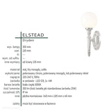 Lampa szklana Dryden / kinkiet do łazienki - kulka (chrom/mosiądz/nikiel) - Elstead (G9 1x4W)