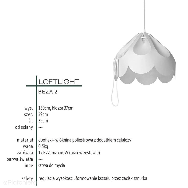 Nowoczesna biała lampa wisząca - duoflex, do salonu, sypialni (1xE27) (Beza 2) Loftlight