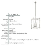 Mosiężna lampa wisząca - klatka 43x43cm do salonu kuchni sypialni (4xE14) Kichler (Cayden)