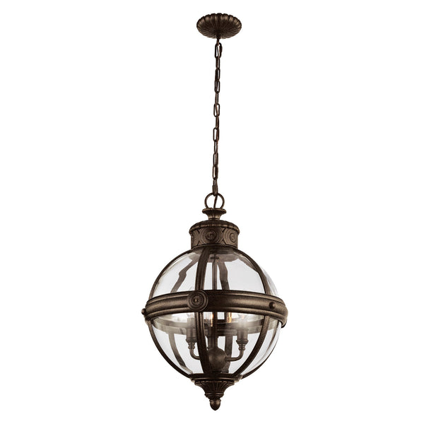 Lampa wisząca kula 37cm (metal - szkło) brytyjski brąz, do salonu sypialni (3xE14) Feiss (Adams)