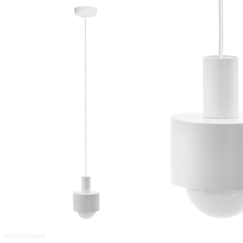 Biała metalowa lampa wisząca do salonu, sypialni, kuchni, łazienki - Enkel 1, Ummo