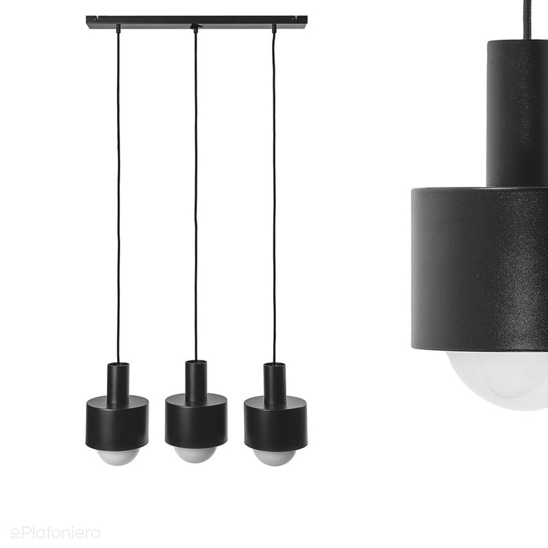 Czarna metalowa lampa wisząca, żyrandol do salonu, sypialni, kuchni Enkel 3 - Ummo