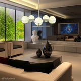 Żyrandol Apollo w stylu nowoczesnym (polerowany nikiel) do salonu / sypialni / kuchni - Feiss (G9 5x4W)