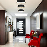 Czarna lampa sufitowa dobrze oświetlająca, metalowa do salonu kuchni 3xE14, Feiss (Asher)