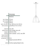 Szklana lampa wisząca 23cm (stary mosiądz, cynk) do kuchni jadalni salonu (1xE27) Feiss (Baskin)