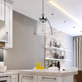 Szklana lampa wisząca Baskin (polerowanym nikiel) Feiss - lampa do kuchni / jadalni / salonu (1xE27)