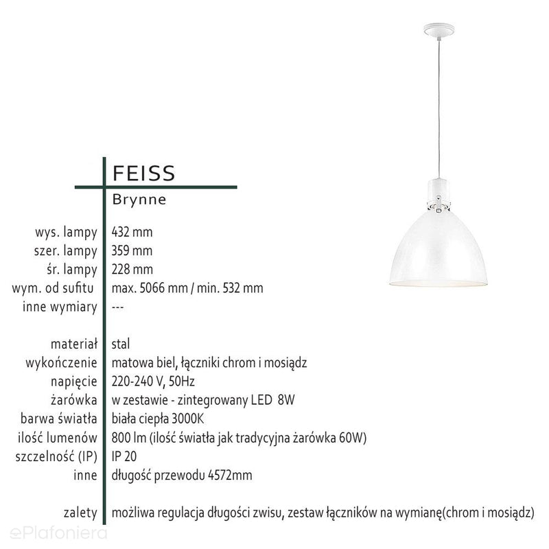 Biała lampa loftowa LED, Brynne - Feiss (flat white)