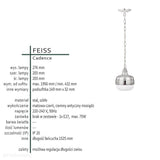 Metal, szkło, łańcuch - lampa wisząca 20/30cm (czerń, mosiądz) do kuchni salonu (1xE27) Feiss (Cadence)