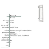 Lampa w stylu retro ścienna -kinkiet 12x43cm do salonu kuchni sypialni (2xE27) Feiss (Fusion)